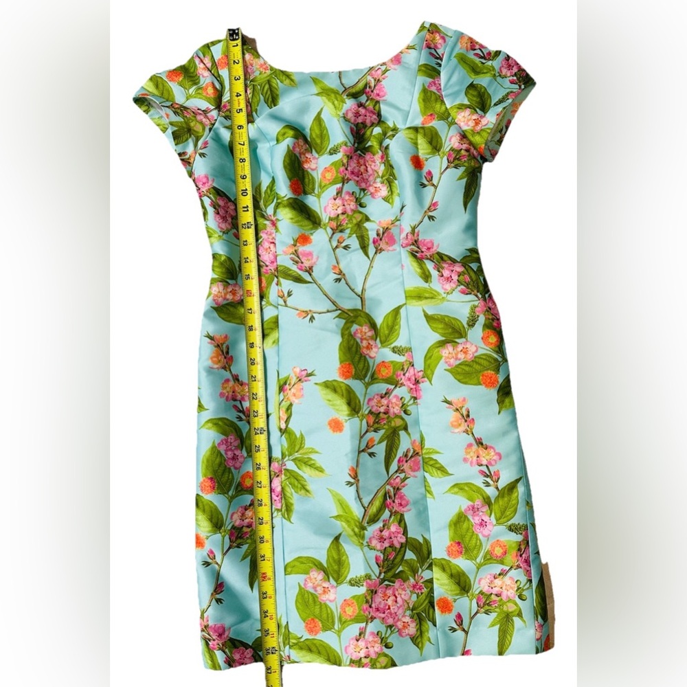 Talbots Floral Dress 6 Lite Blue Short Sleeve Wedding Guest Summer Garden party - Picture 9 of 14